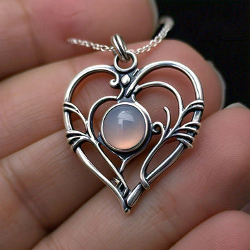 The Nutan Art Jewelry Pendants Melinoe Real Moonstone Sterling Silver Double Heart Pendant