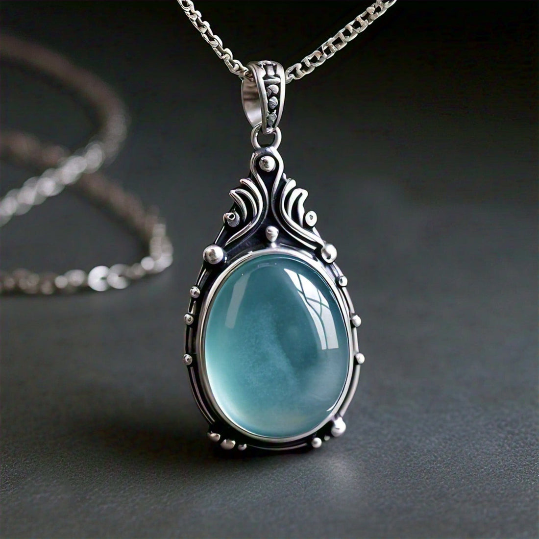 The Nutan Art Jewelry Pendants Nox Handmade Vintage Aquamarine Sterling Silver Pendant