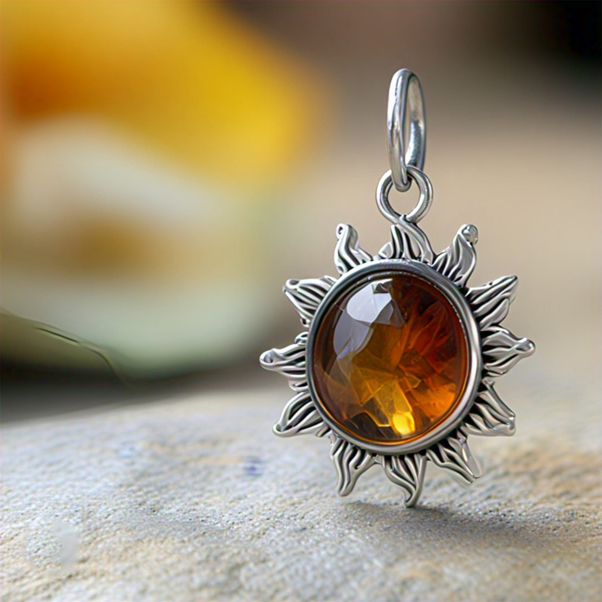 The Nutan Art Jewelry Pendants Rhiannon Sterling Silver Citrine Handmade Sun Pendant