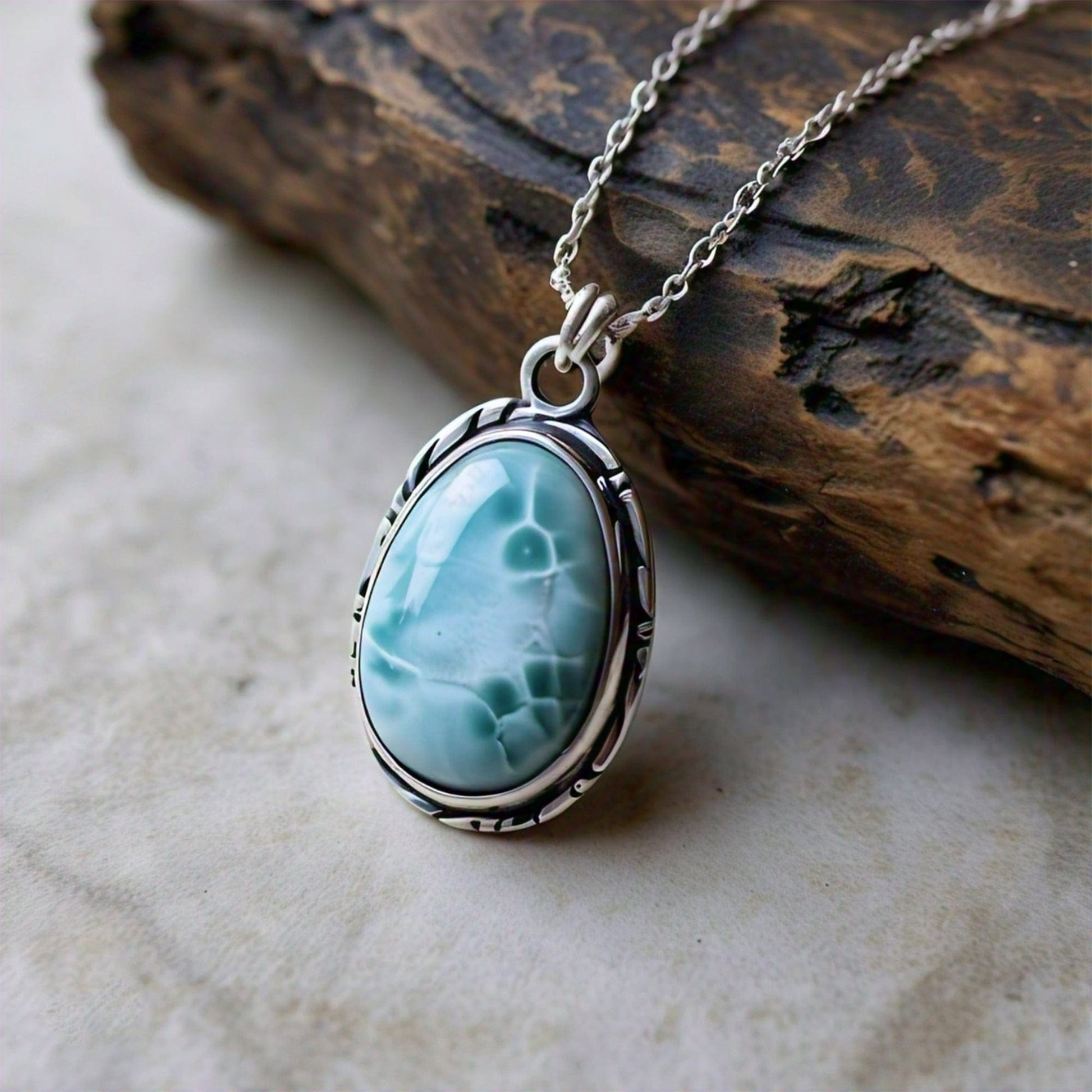 The Nutan Art Jewelry Pendants Saga Handmade Big Gemstone Large Larimar Pendant Sterling Silver