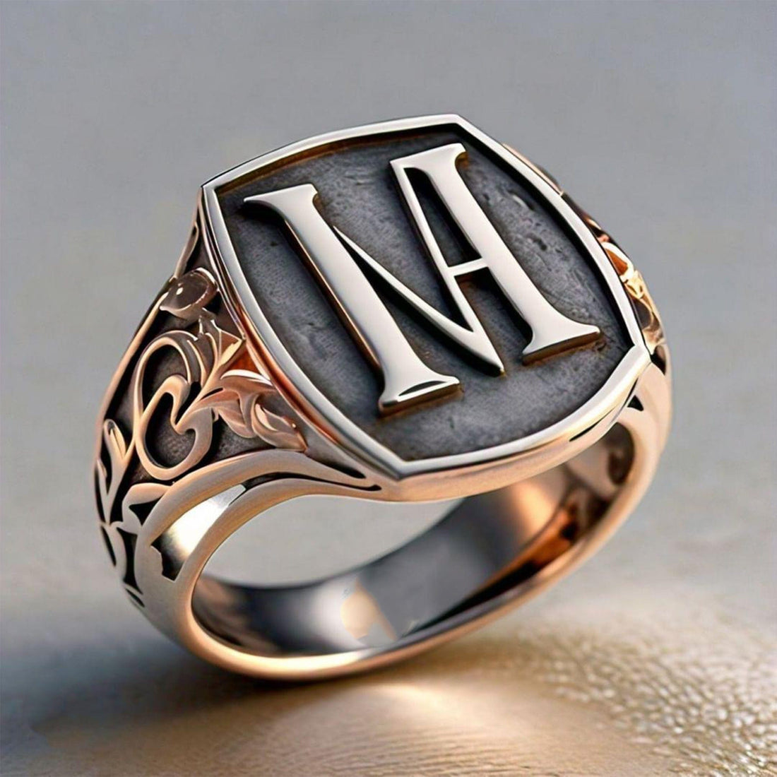 The Nutan Art Jewelry Rings Leto Sterling Silver Custom Vintage Initial Monogram Signet Ring for Men