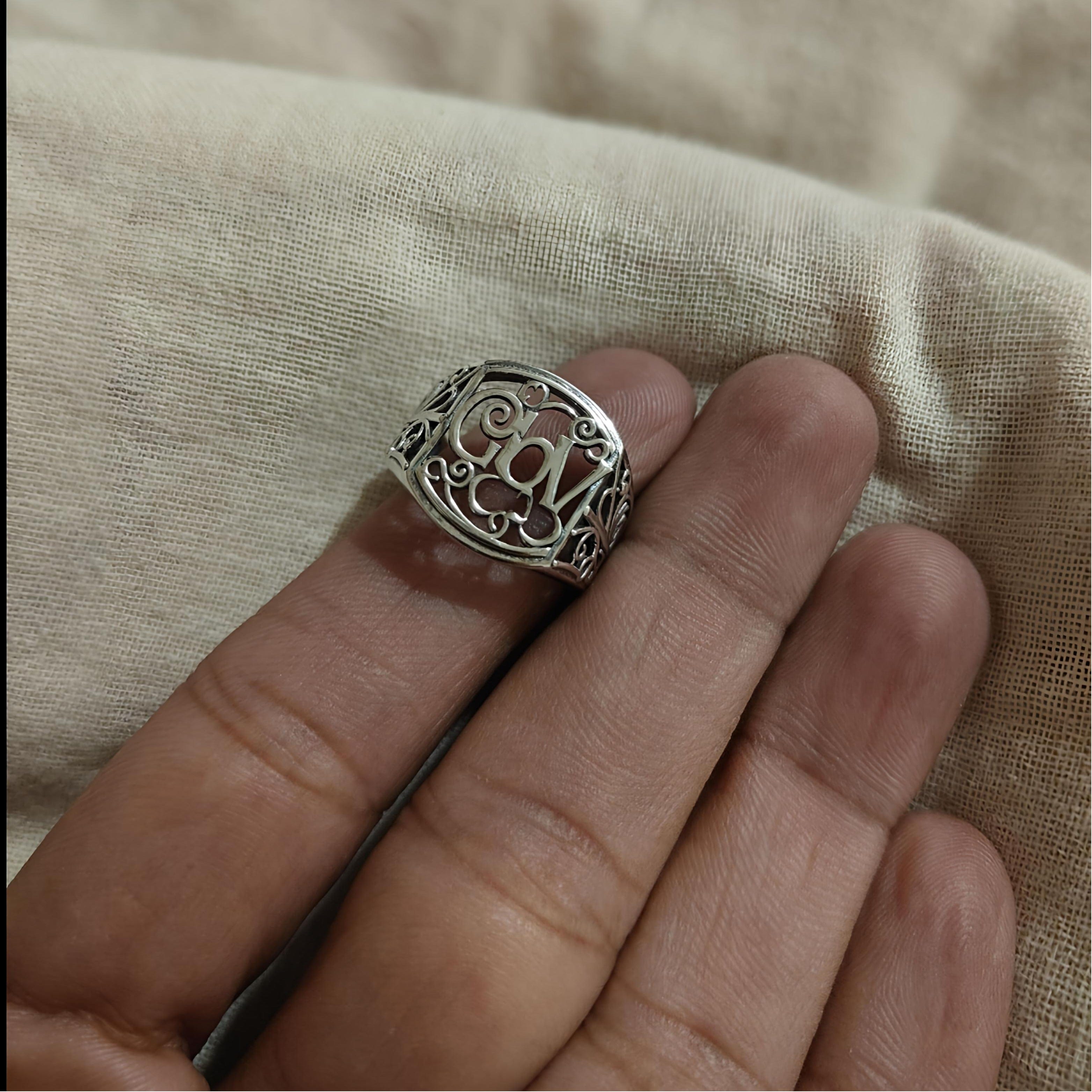 The Nutan Art Jewelry Rings Liam Sterling Silver Handmade Two Signet Initial Letter Ring