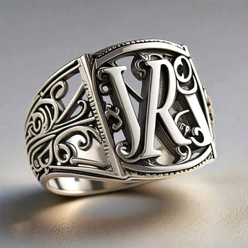 The Nutan Art Jewelry Rings Liam Sterling Silver Handmade Two Signet Initial Letter Ring