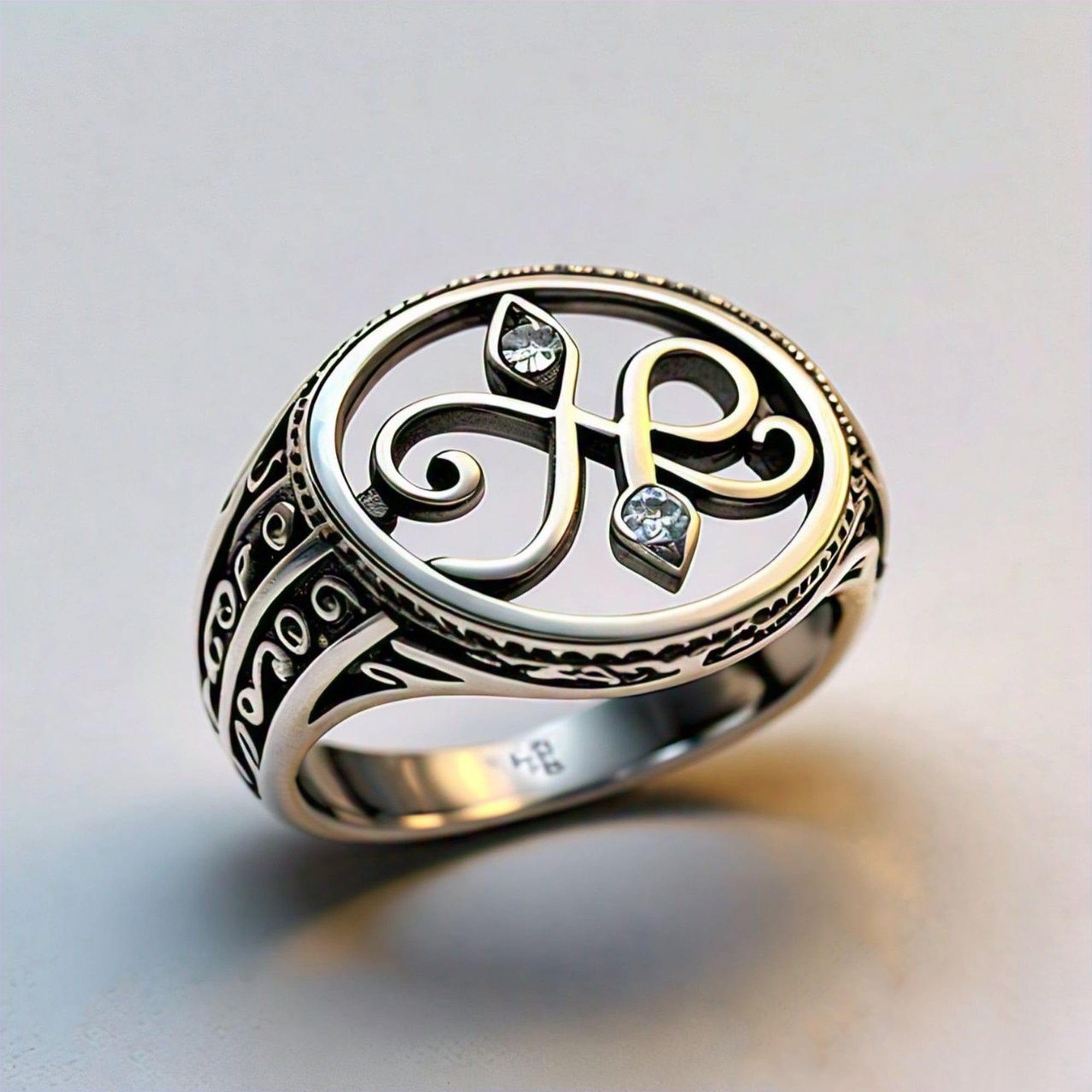 The Nutan Art Jewelry Rings Lissa Sterling Silver Custom CZ Initial Monogram Signet Ring for Men