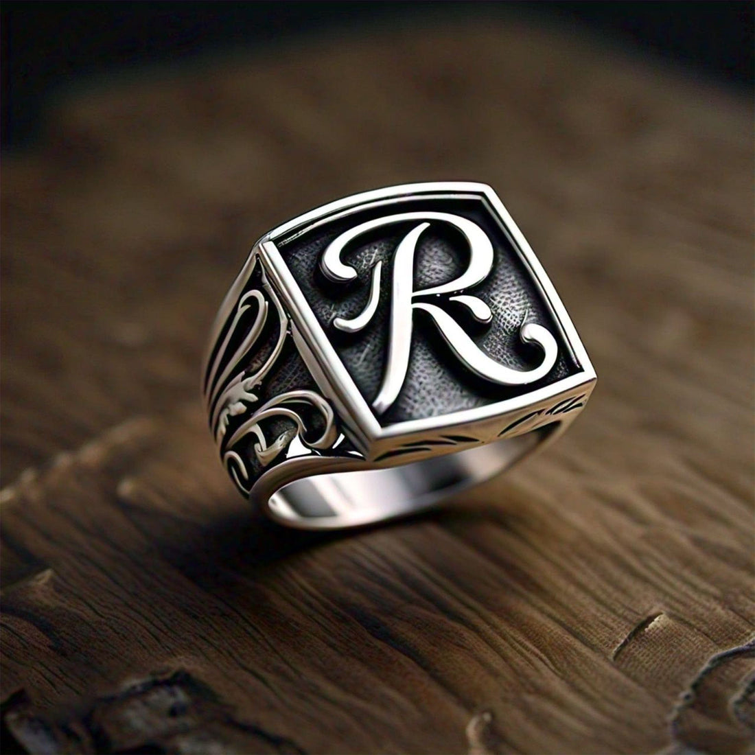 The Nutan Art Jewelry Rings Merope Sterling Silver Vintage Custom Initial Monogram Signet Ring For Men
