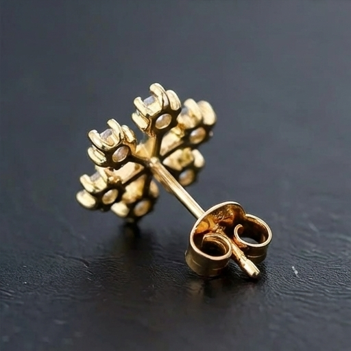 Mena Gold Crystal Moissanite Stud Snowflake Christmas Earrings